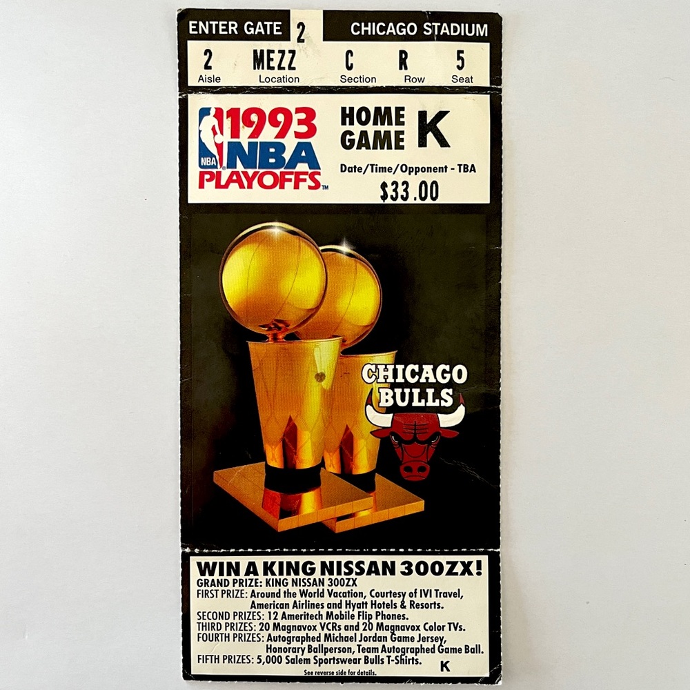 1993 NBA Finals Ticket Stub Michael Jordan Last Chicago Stadium Bulls Game
